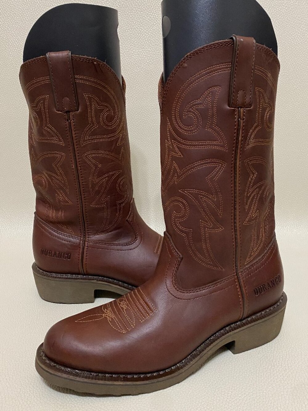 Mens Durango Farm N Ranch Western Boot Size 7.5 Brown Leather 12" Boots